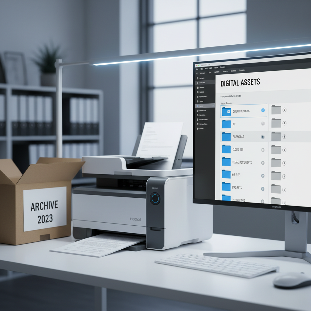 Professional document scanning with organized digital folder structure