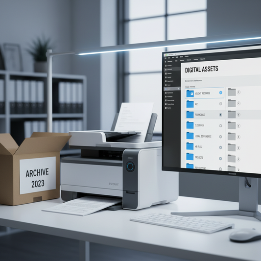 Professional document scanning with organized digital folder structure